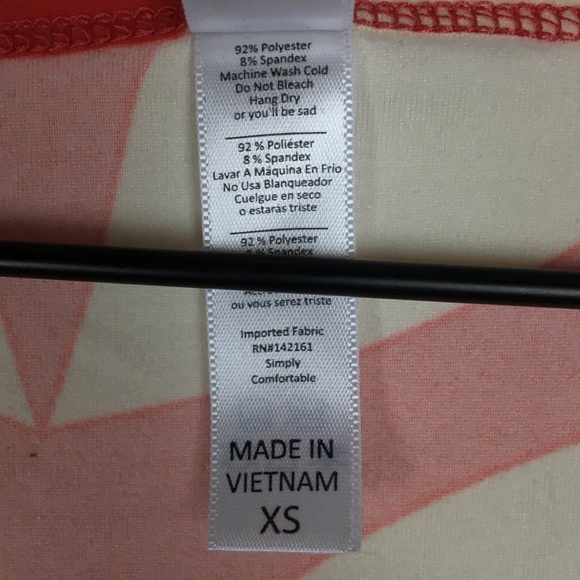 LULAROE Classic Shirt Short Sleeve Hi Lo Hem Loose Fit Leggings Material Size XS - Picture 8 of 14